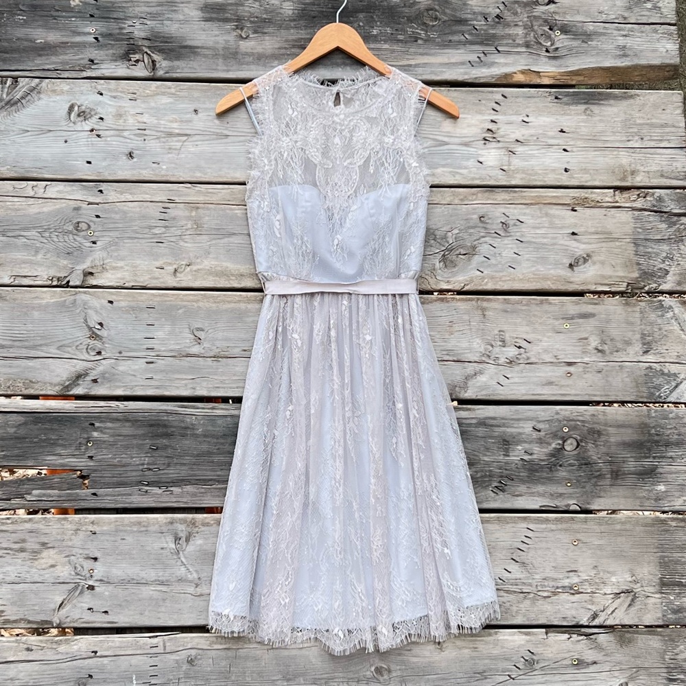 0 Anthropologie Hitherto Silver Eyelash Lace Bridesmaid Dress Women’s